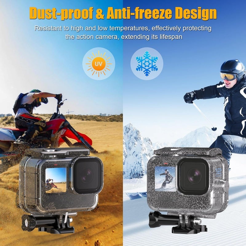 GOLRTRAL حافظة مقاومة للماء لكاميرا GoPro Hero 13 12 11 10 9 بلاك، 230 قدم/70 متر تحت الماء، غلاف واقي للغوص، ملحقات كاميرا أكشن - Image 4